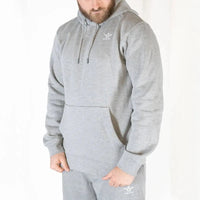 Sweat à capuche Aways Everest gris porté – vue de côté