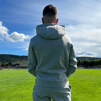 Sweat à capuche Aways Everest gris porté – vue de dos
