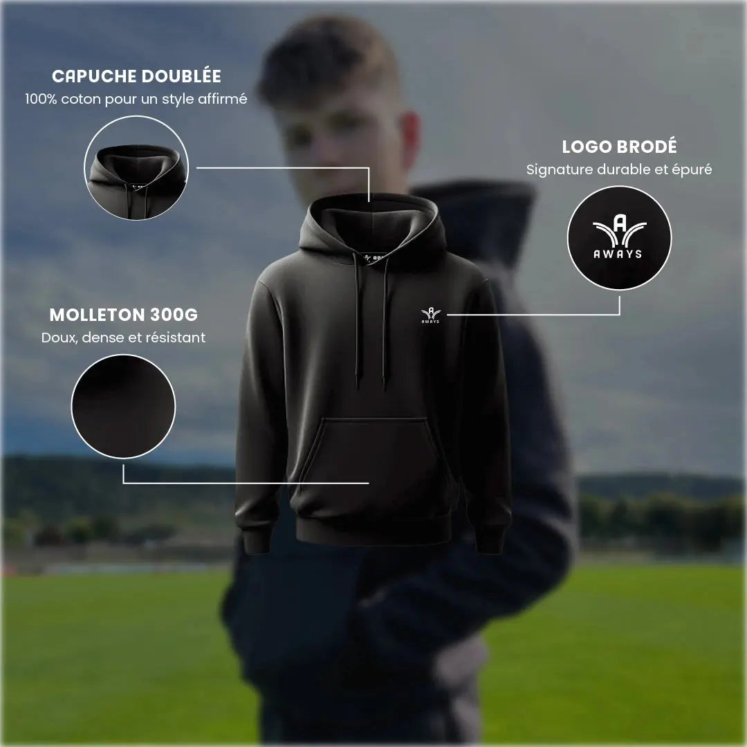 Sweat à capuche Aways Everest noir – détails et caractéristiques