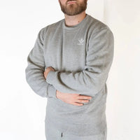 Sweat col rond Aways Everest gris porté - vue de coté