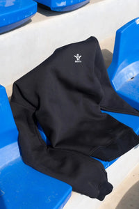 Sweat col rond Aways Everest noir – détails tissu et manches